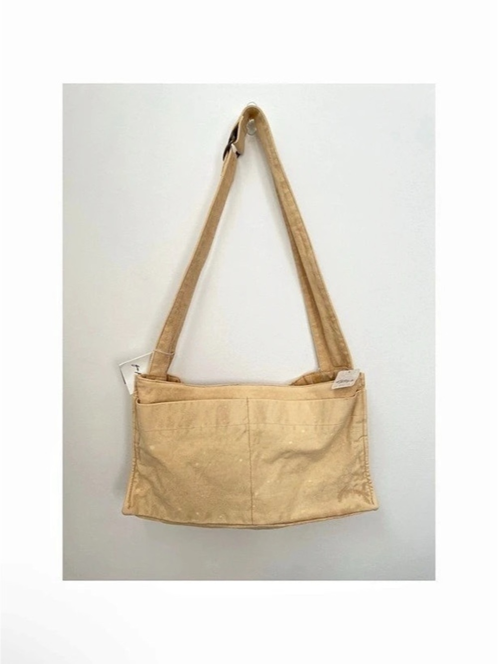 New Free People Camp Crush Sling Bag Yellow Canvas Tote Crossbody Adjustable Str - Picture 2 of 8